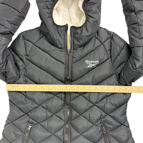 Women’s Reversible Hooded Winter Coat Puffer Jacket Black/White Faux Fur Size L - Picture 11 of 13